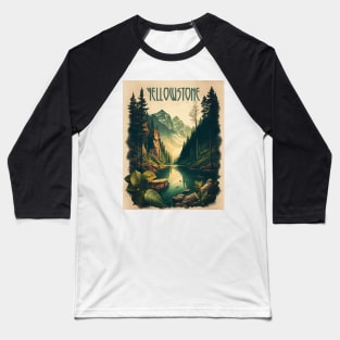 Yellowstone River Vintage Travel Art Poster Baseball T-Shirt